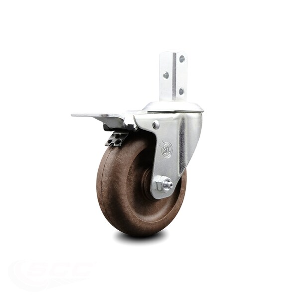 4 Inch High Temp Glass Filled Nylon 7/8 Inch Stem Caster with Total Lock Brake